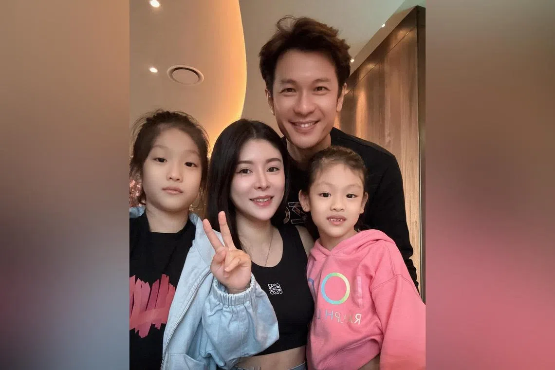 Malaysian actor Shaun Chen moved his family - his wife and their two daughters Nellie (far left) and Neia (far right) - from Singapore to Johor Bahru in August 2024.