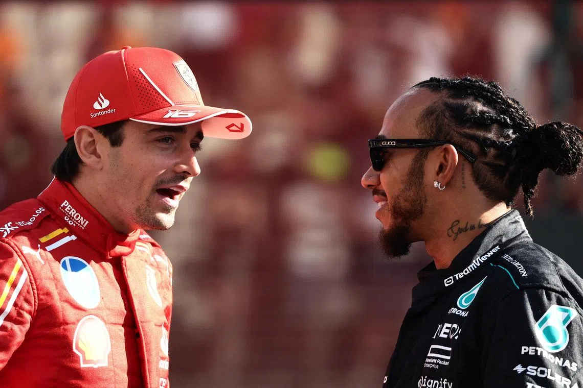 Charles Leclerc (left) and Lewis Hamilton, pictured at the 2024 Abu Dhabi Grand Prix, will be teammates at Ferrari next season.