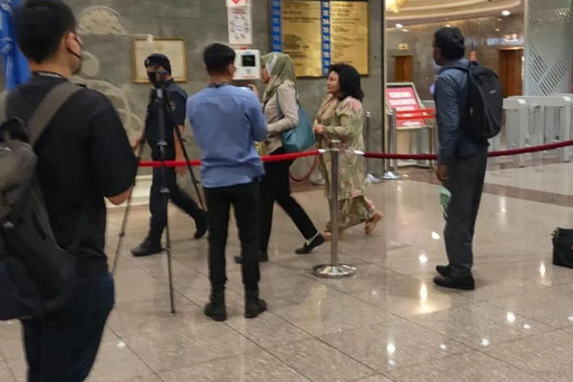 Rosmah Mansor walked briskly to the cordoned-off lift area upon arrival at Umno's headquarters on Dec 8, 2022.