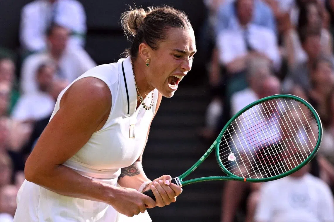 Aryna Sabalenka was beaten by Japan’s Naomi Osaka in the round of 16 at Wimbledon.
