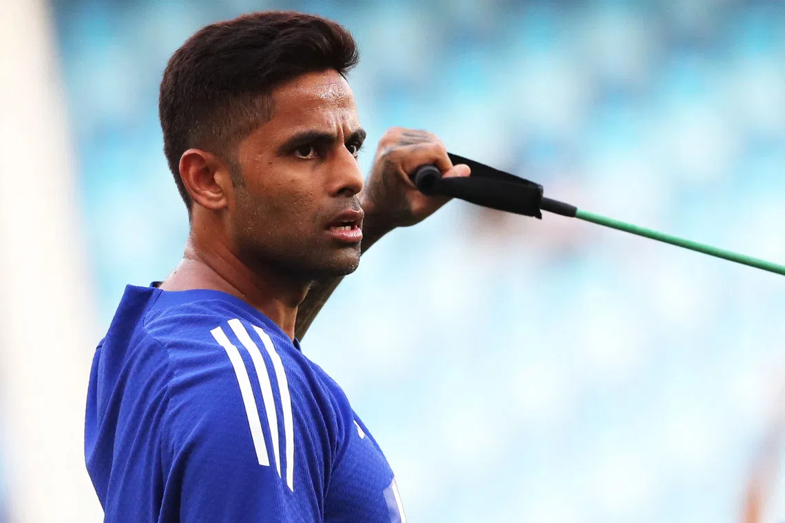 FILE PHOTO: Cricket - Asia Cup - Group A - United Arab Emirates v India - Dubai International Cricket Stadium, Dubai, United Arab Emirates - September 10, 2025 India's Suryakumar Yadav during the warm up before the match REUTERS/Satish Kumar/File Photo