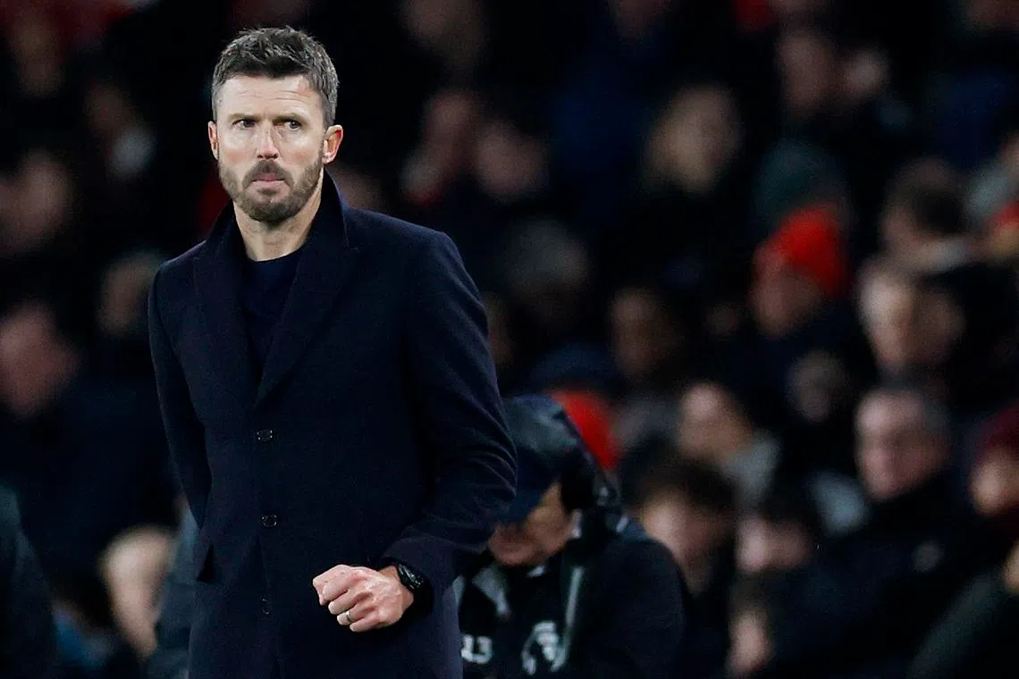Soccer Football - Premier League - Arsenal v Manchester United - Emirates Stadium, London, Britain - January 25, 2026 Manchester United manager Michael Carrick celebrates after the match Action Images via Reuters/Peter Cziborra