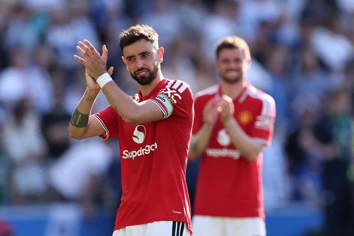 Manchester United captain Bruno Fernandes reached a record 21 assists for the team in the Premier League this season.