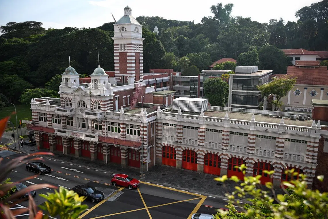 The fire stations open to the public every Saturday morning for guided tours include Central (pictured), Alexandra, Clementi, Kallang and Yishun Fire Stations.