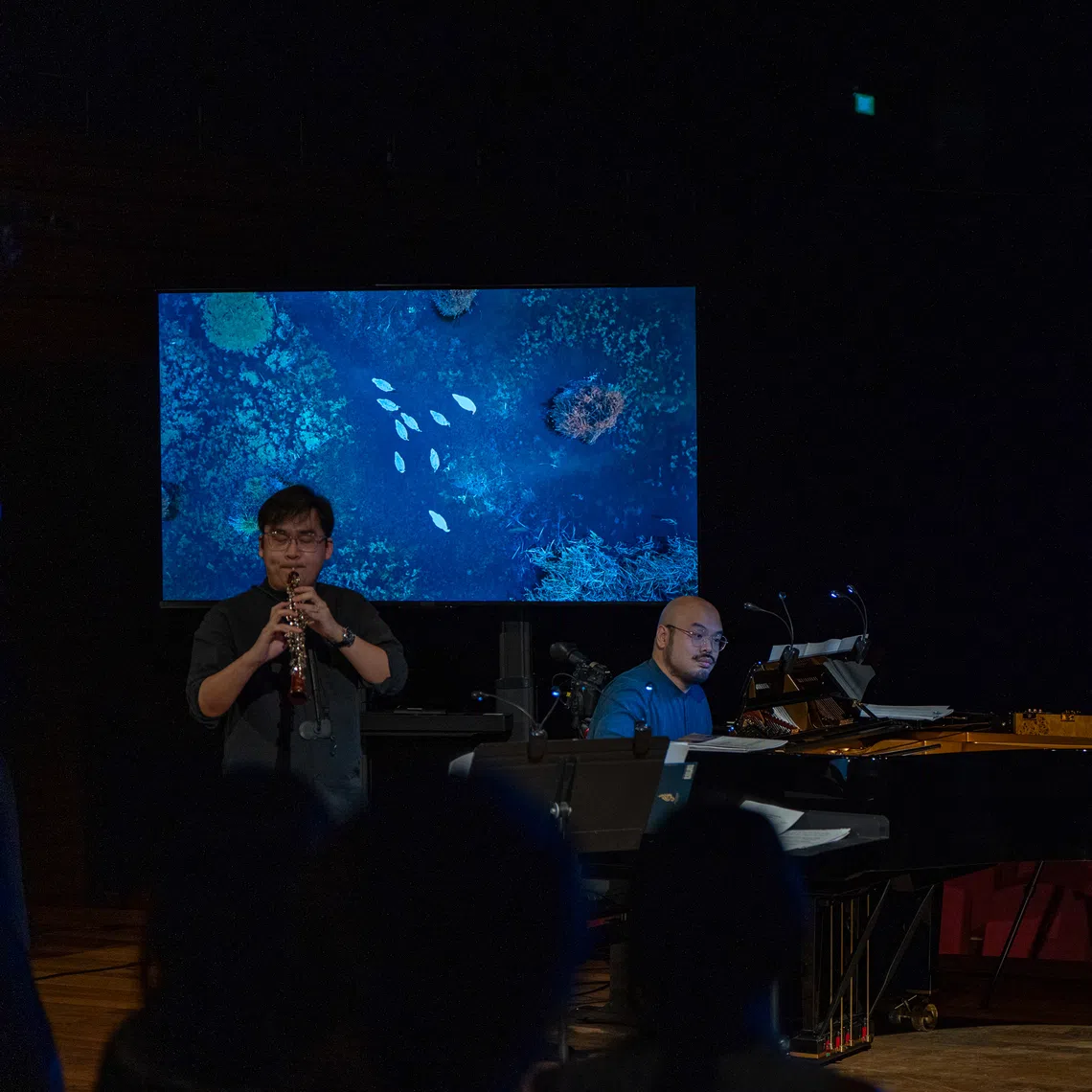 Singaporean oboist Howard Ng (left) and Bangkok-based Thai pianist Akkra Yeunyonghattaporn performed at the Yong Siew Toh Conservatory’s Alumni Series on Sept 1.