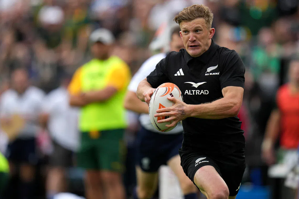 Sep 12, 2026; Baltimore, MD, USA;  New Zealand All Blacks fullback Damian McKenzie (15) runs the ball during the first half of the Rugby's Greatest Rivalry: South Africa Springboks v New Zealand All Blacks at M&amp;T Bank Stadium. Brent Skeen-Imagn Images/File Photo