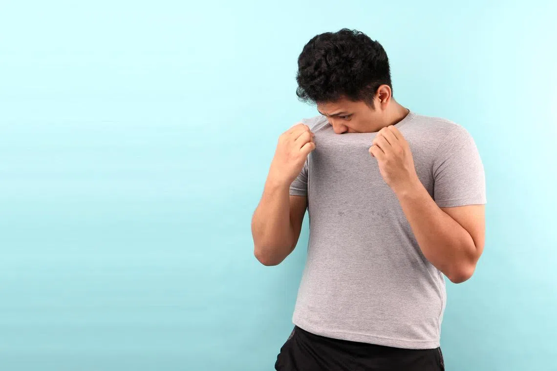 Body odour results when bacteria break down sweat and its compounts.