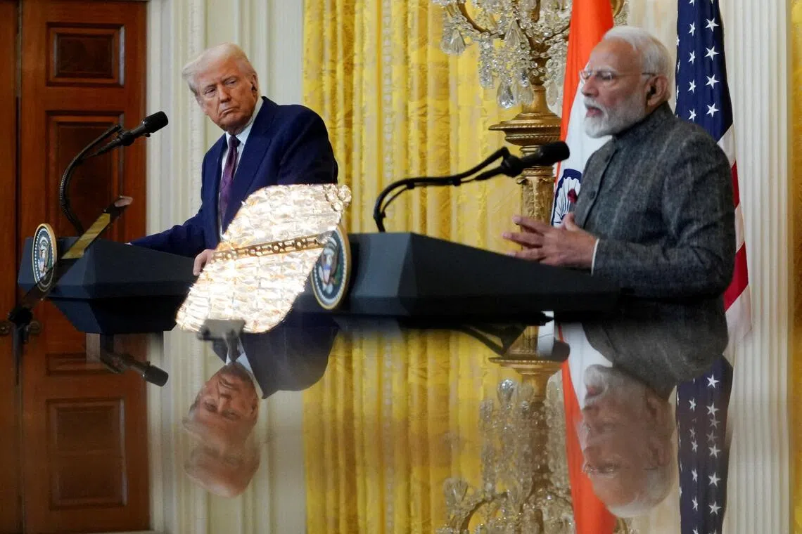 Mr Modi (left) thanked Mr Trump (right) for the call, saying on X that he hoped “our two great democracies continue to illuminate the world with hope.”
