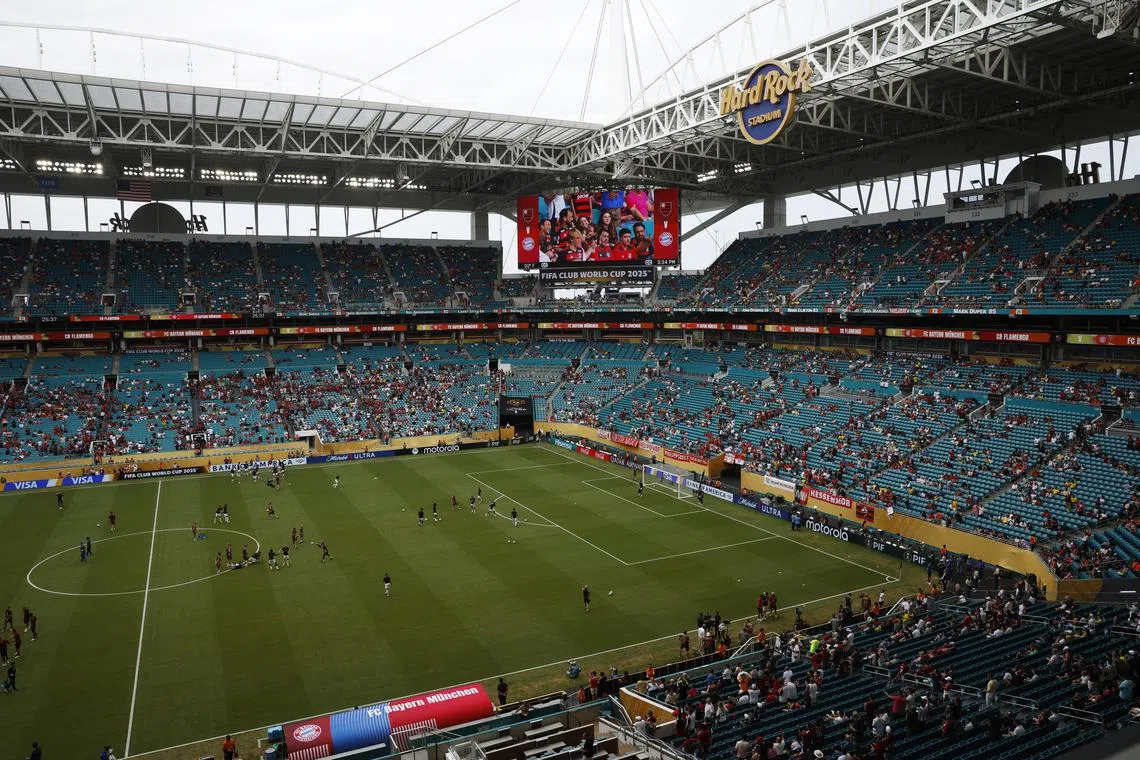 FILE PHOTO: Soccer Football - FIFA Club World Cup - Round of 16 - Flamengo v Bayern Munich - Hard Rock Stadium, Miami Gardens, Florida, U.S. - June 29, 2025 General view inside the stadium before the match REUTERS/Marco Bello/File Photo