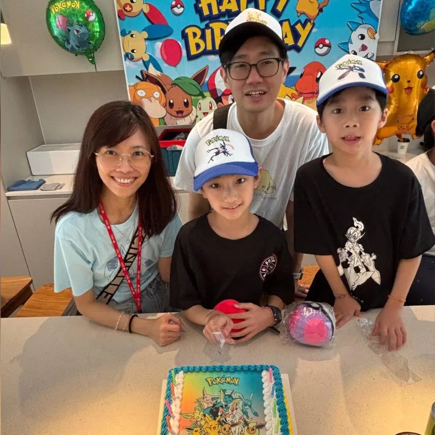 Our life as a family is chaotic and exhausting, but it is also a good one, says the writer, pictured here with his family during his elder son's birthday party.