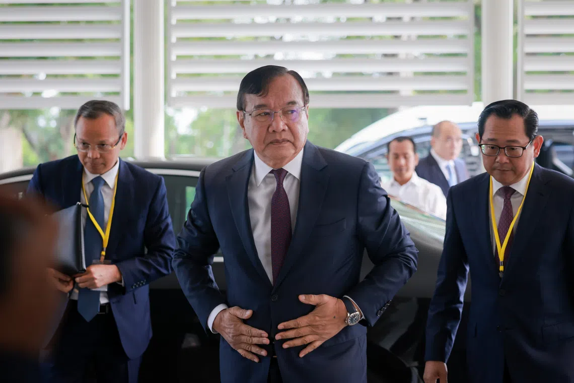 Cambodian Foreign Minister Prak Sokhonn arrives for the first meeting of the Conciliation Commission established under the United Nations Convention on the Law of the Sea at Capella Singapore on Sept 15.