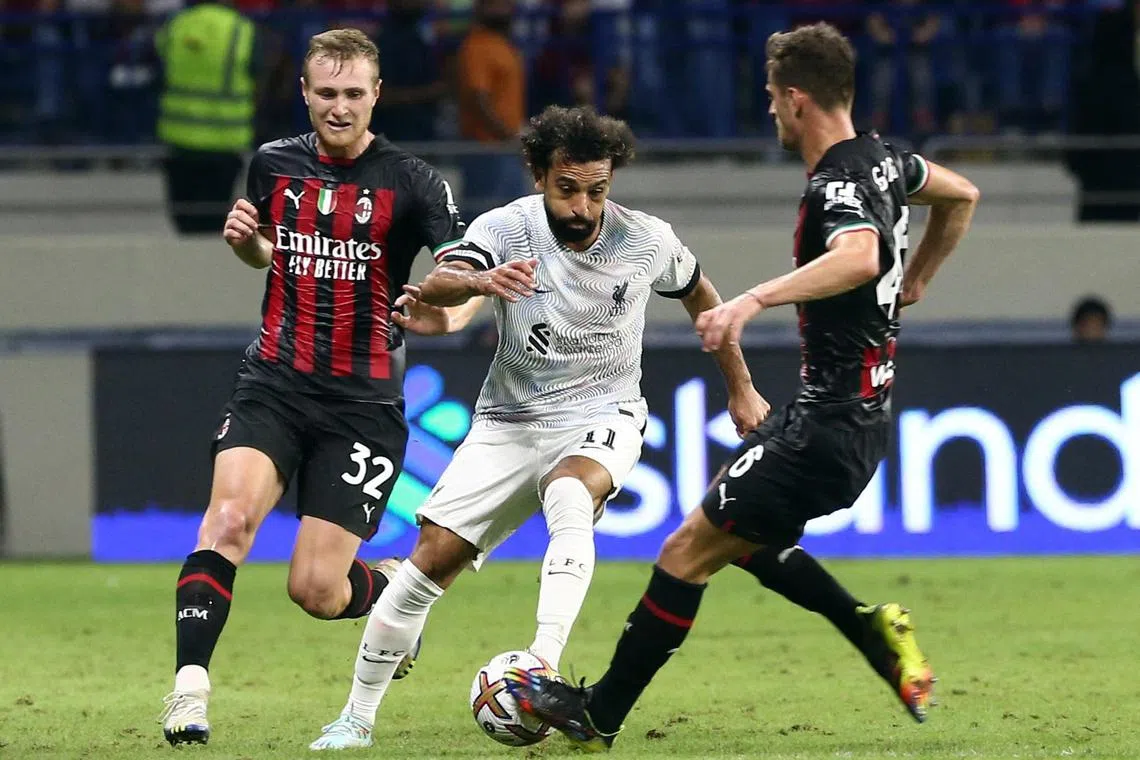 Liverpool's Mohamed Salah playing against AC Milan during the World Cup break. Having not competed in Qatar, the Egyptian forward is fresh and raring to go.