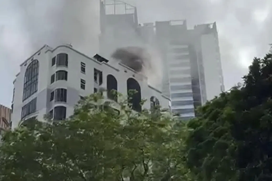 The fire involved contents of a 15th floor unit’s utility room and an adjoining service yard. 