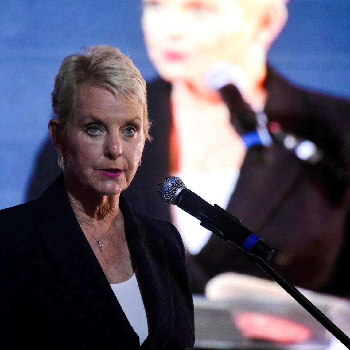 FILE PHOTO: Cindy McCain, executive director of the World Food Programme, speaks during a launch of a report \"The State of Food Security and Nutrition in the World\", at a special G20 event in Rio de Janeiro, Brazil, July 24, 2024. REUTERS/Tita Barros/File Photo