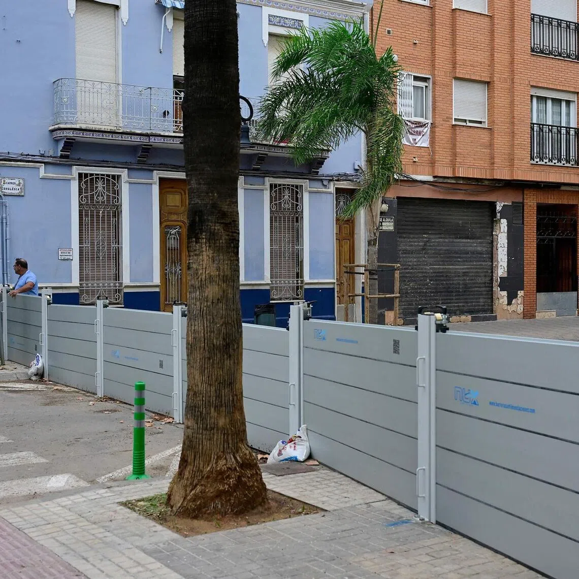 Protection walls are pictured in Aldaia, 10km from Valencia, eastern Spain, on Sept 29, 2025 after heavy rains prompted fears of a repeat of fatal floods that devastated the Mediterranean region last year.