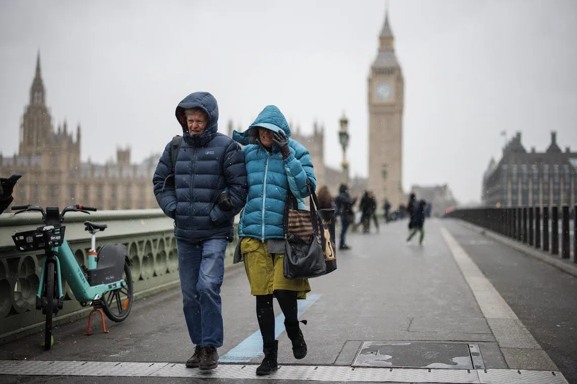 The temperature in London is forecast to dip as low as minus 2 deg C on Jan 15.