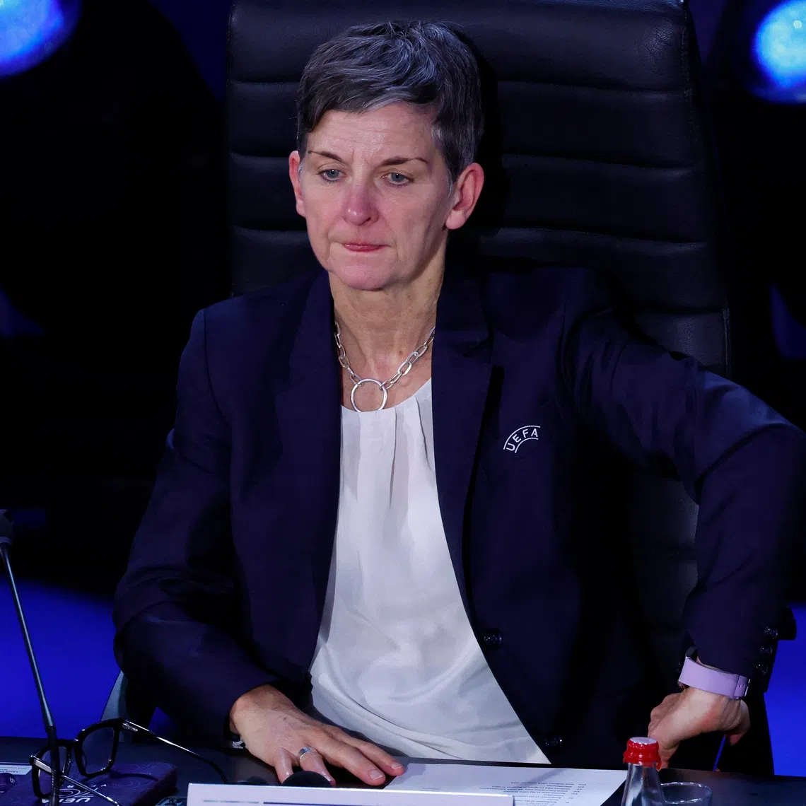 FILE PHOTO: Soccer Football - UEFA Congress - Maison de la Mutualite, Paris, France - February 8, 2024 Deputy chair of the UEFA Women's Football Committee Laura McAllister during the UEFA congress REUTERS/Gonzalo Fuentes/ File Photo