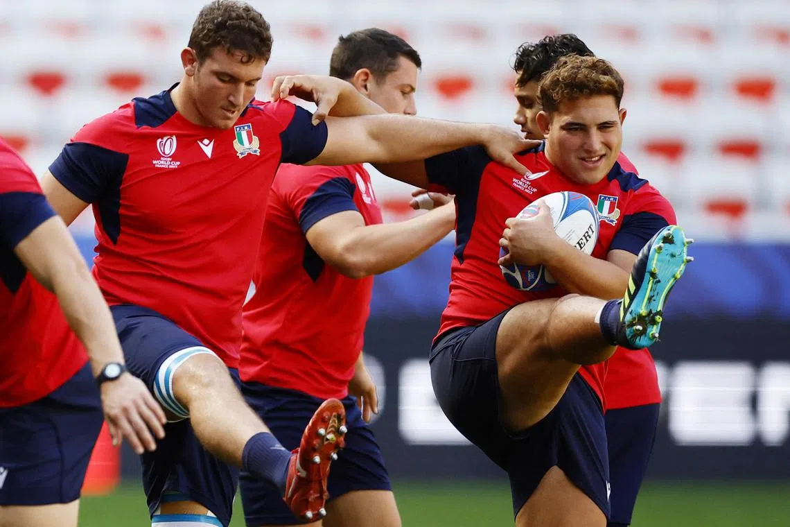 Italy during a training session earlier in September. The Azzurri are on a four-game winning run and will pose a threat to New Zealand.
