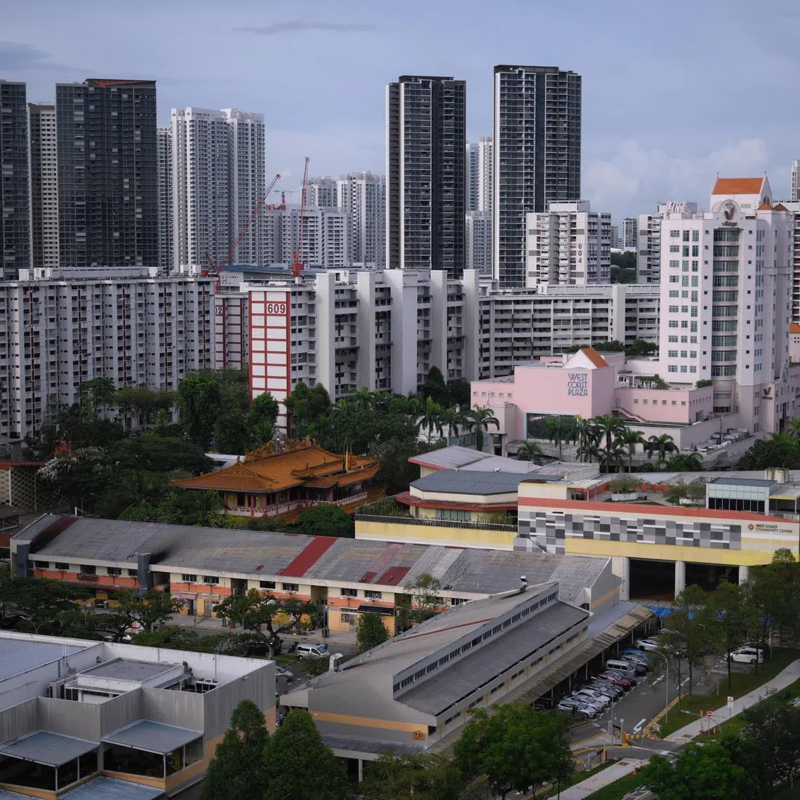 The area which is under the new new West Coast- Jurong West GRC, which includes West Coast Market Square, West Coast Plaza and the Clementi West Street 1 estate, pictured on March 12, 2025.