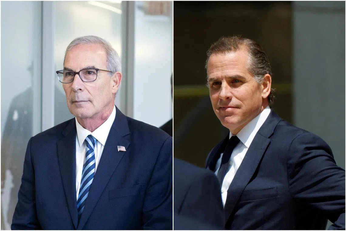 US  Special Counsel David Weiss (left) has charged Hunter Biden with crimes related to owning a firearm while using illegal drugs. 