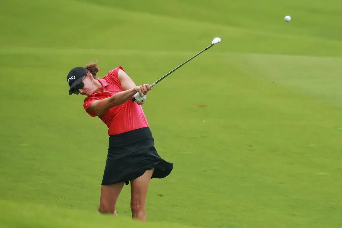 Elizabeth Szokol in action during the first round of HSBC Women's World Championship at Sentosa Golf Club’s New Tanjong Course on March 2, 2023. ST Photo: Kevin Lim