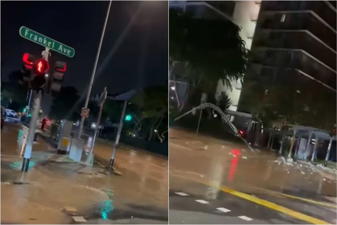 A video posted on TikTok on Oct 12 showed the road being flooded with a brown liquid. 