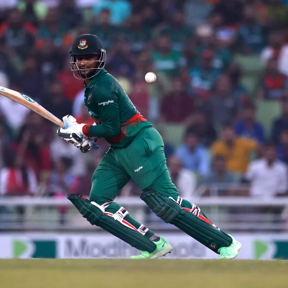 Cricket - Second ODI - Bangladesh v England - Sher-e-Bangla National Cricket Stadium, Dhaka, Bangladesh - March 3, 2023 Bangladesh's Shakib Al Hasan in action REUTERS/Adnan Abidi