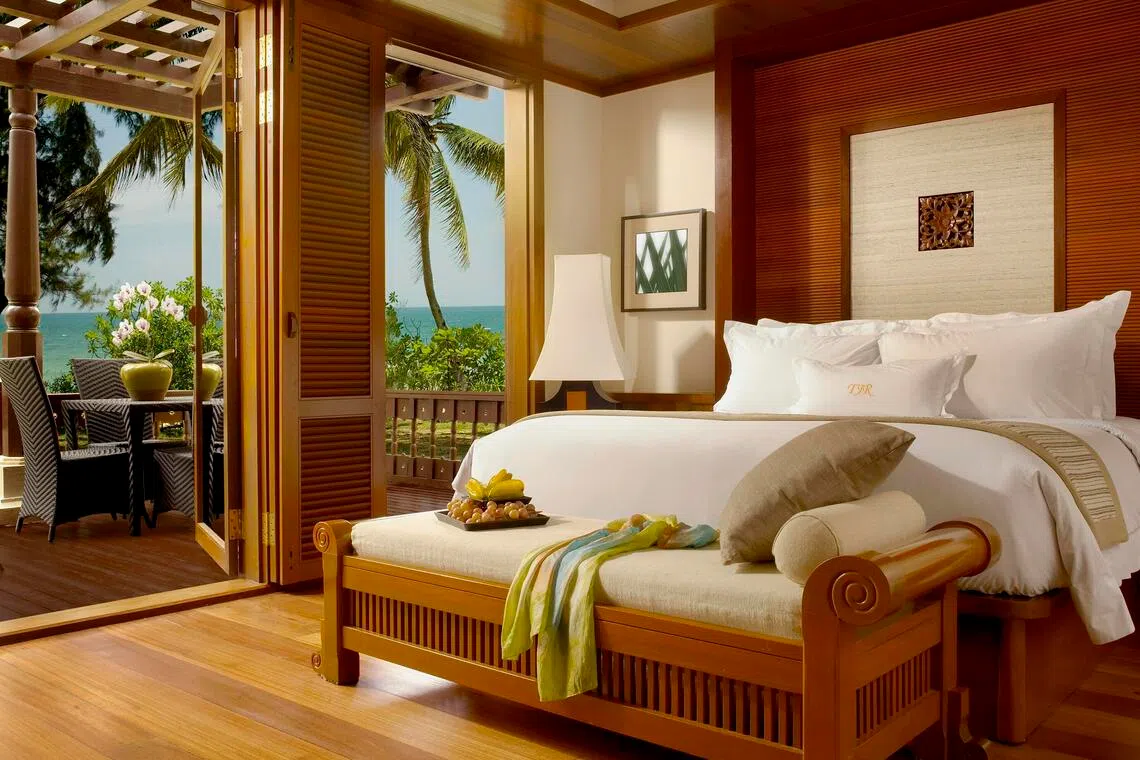 The Serambi Seaview Room overlooks the South China Sea.