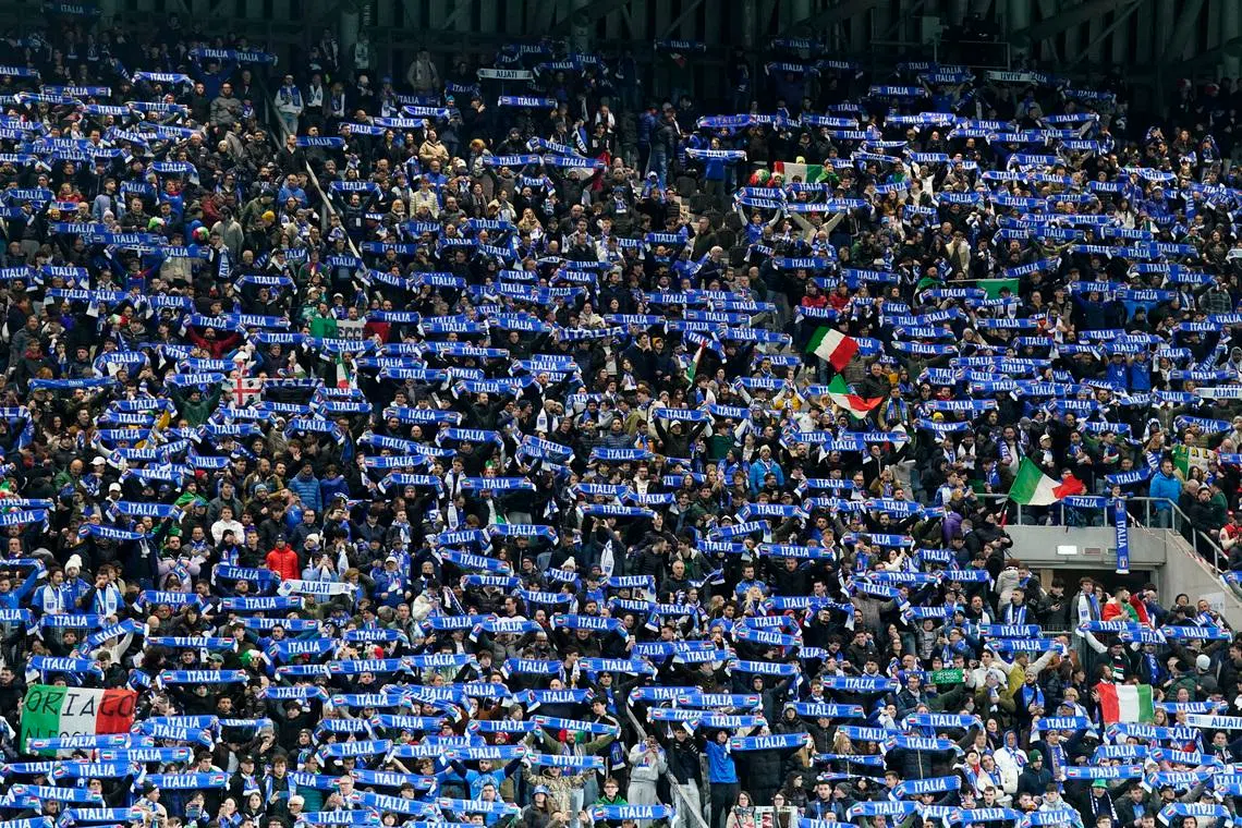 Soccer Football - FIFA World Cup - UEFA Qualifiers - Italy v Northern Ireland - New Balance Arena, Bergamo, Italy - March 26, 2026 Italy fans in the stands before the start of the match REUTERS/Matteo Ciambelli