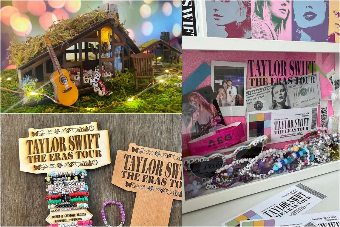 A miniature folklore cabin, a shadow box or a stand shaped like the Eras Tour stage are just some ways to store and display your friendship bracelets. 
