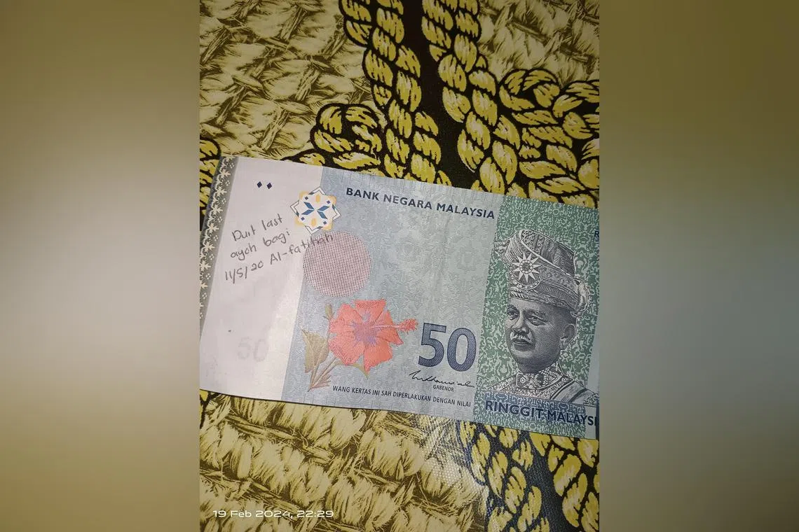A scribbled message in Malay on the note suggests its value to the previous owner was even higher.