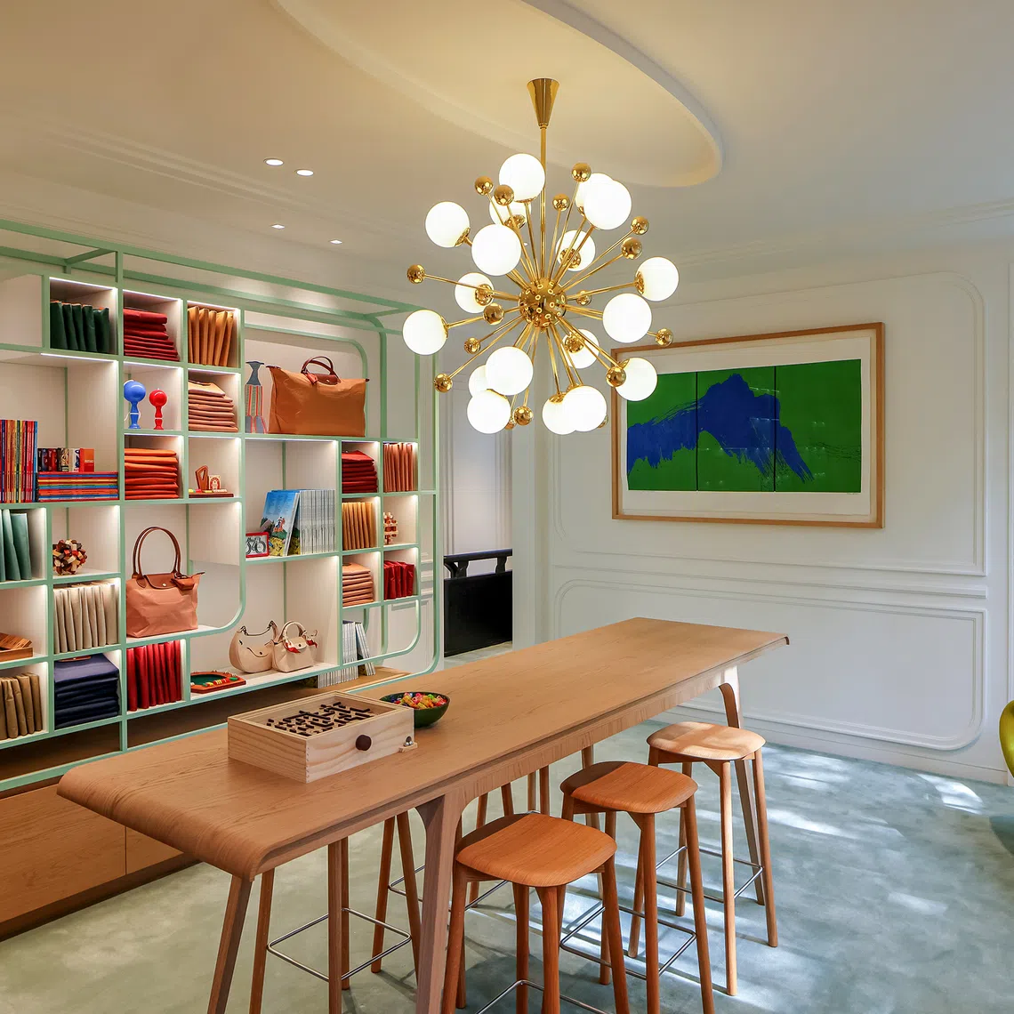 Past the elegant monochromatic facade, the 150 sq m home is designed like a French apartment.