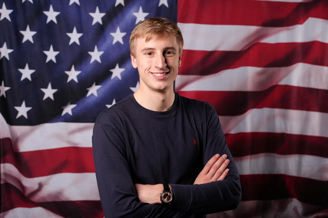 Milan-Cortina D'Ampezzo 2026 Winter Olympic Games - Long Track speed skater Jordan Stolz of the U.S. poses for a photograph at the Team USA Media Summit in Manhattan in New York City, U.S., October 28, 2025. REUTERS/Adam Gray