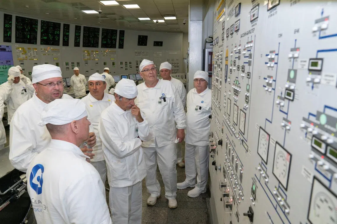 FILE PHOTO: International Atomic Energy Agency (IAEA) Director General Rafael Grossi visits the Kursk Nuclear Power Plant (KNPP) accompanied by the plant director Alexander Uvakin, outside the town of Kurchatov in the Kursk Region, Russia August 27, 2024. Rosatom/Handout via REUTERS/File Photo