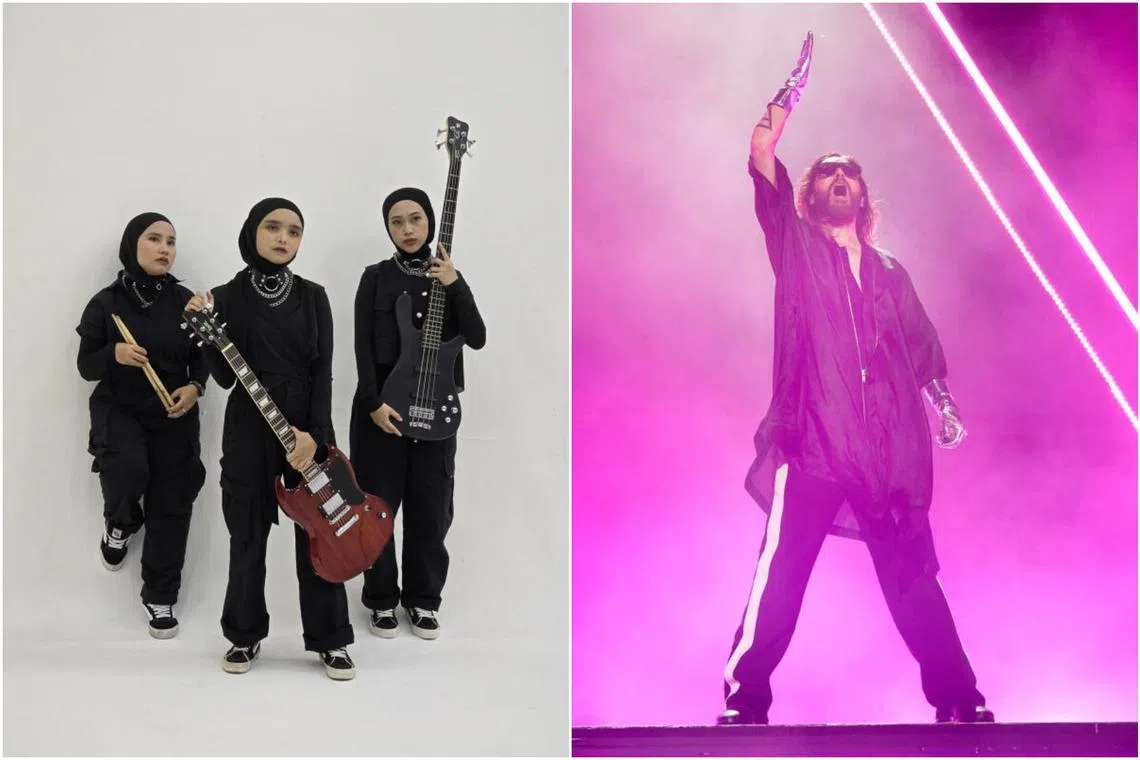 Voice Of Baceprot (left) will play at Downtown Stage in Zone 4 on Sept 20 and Thirty Seconds To Mars will perform at Wharf Stage on Sept 20 and The Padang on Sept 22.