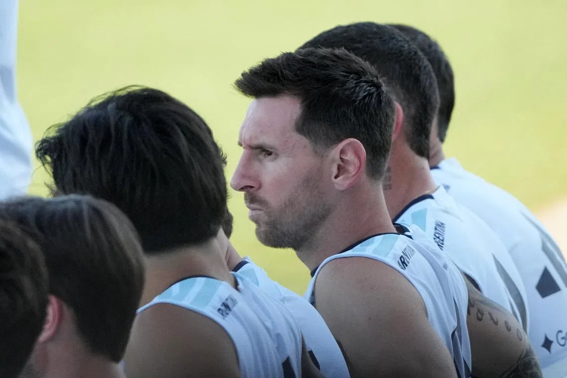 Soccer Football - FIFA World Cup 2026 - Argentina Training - Sporting KC Training Centre, Kansas City, Kansas, U.S. - July 8, 2026 Argentina's Lionel Messi with teammates during training IMAGN IMAGES via Reuters/Denny Medley