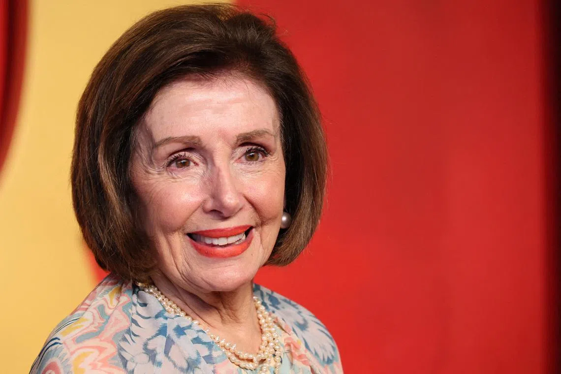 FILE PHOTO: Nancy Pelosi arrives at the Vanity Fair Oscar party after the 96th Academy Awards, known as the Oscars, in Beverly Hills, California, U.S., March 10, 2024. REUTERS/Danny Moloshok/File Photo
