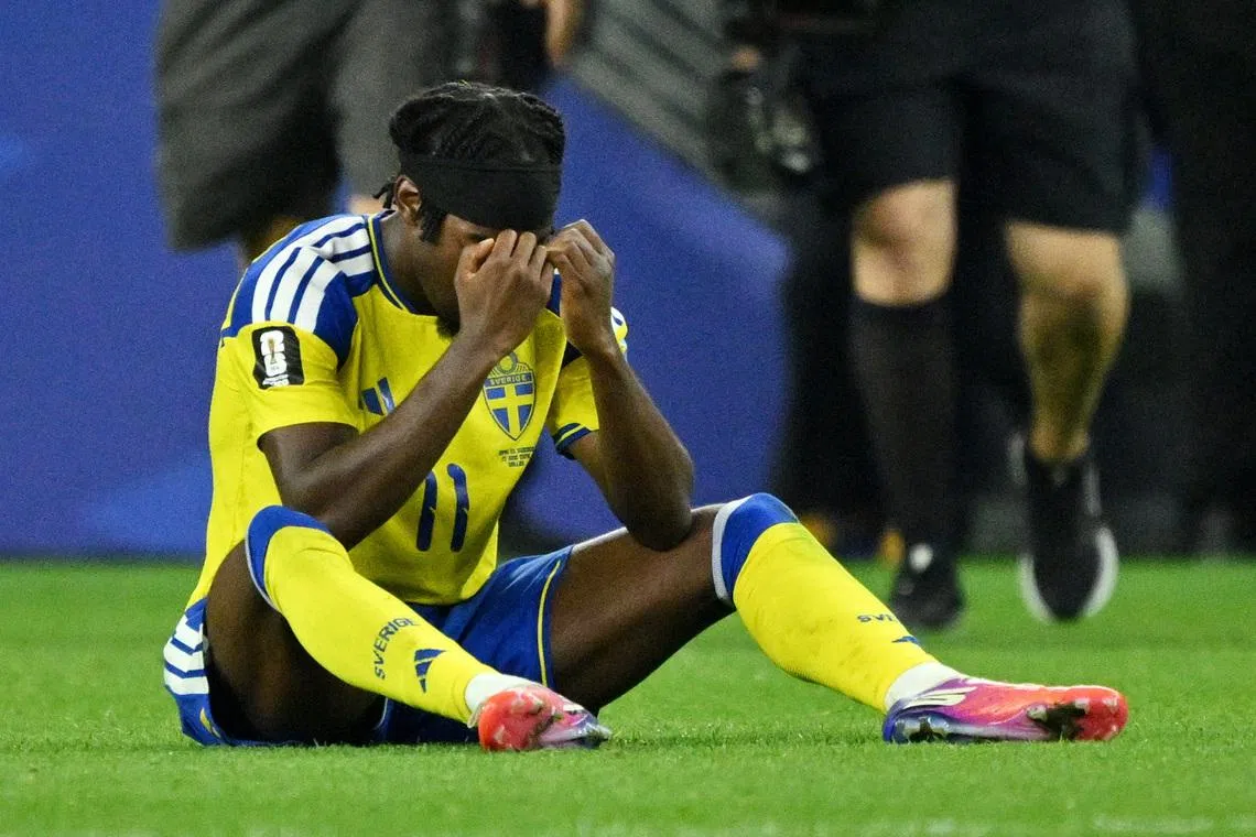 Soccer Football - FIFA World Cup 2026 - Group F - Japan v Sweden - Dallas Stadium, Arlington, Texas, U.S. - June 25, 2026 Sweden's Anthony Elanga reacts after the match IMAGN IMAGES via Reuters/Jerome Miron
