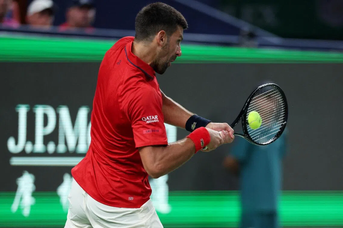 Serbia's Novak Djokovic in action during his round of 64 match against Croatia's Marin Cilic.