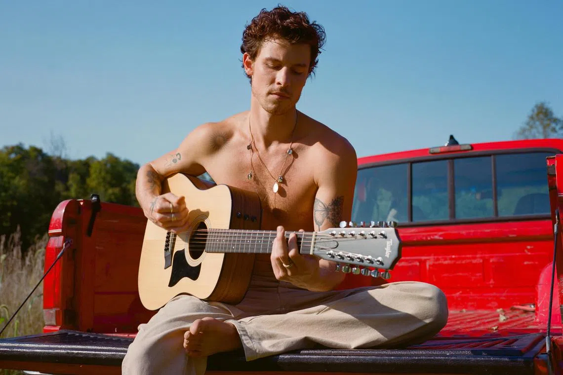 Shawn Mendes at Clubhouse Recording Studio in Rhinebeck, N.Y., in September 2024. Over rootsy guitar and strings, his struggles are laid bare on his fifth album, “Shawn.” (Mark Sommerfeld/The New York Times)