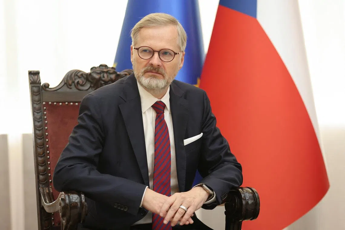 FILE PHOTO: Czech Republic's Prime Minister Petr Fiala attends a meeting in Belgrade, Serbia, November 6, 2024. REUTERS/Zorana Jevtic/File Photo