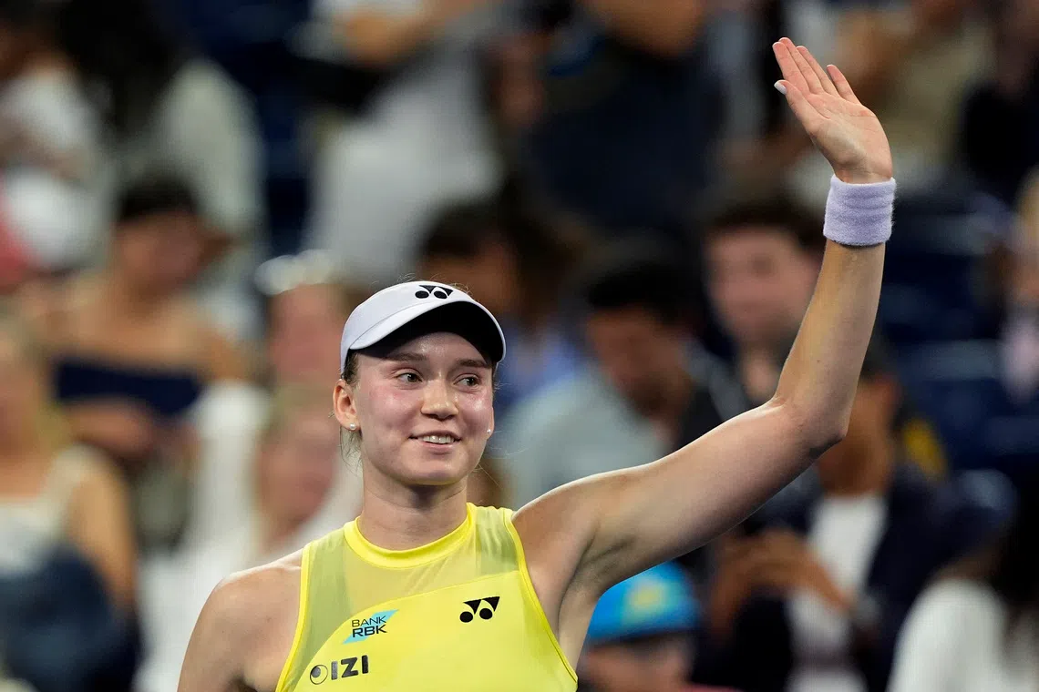 Tennis - U.S. Open - Flushing Meadows, New York, United States - September 3, 2026 Kazakhstan's Elena Rybakina celebrates after winning her second round match against Spain's Jessica Bouzas Maneiro REUTERS/Eduardo Munoz