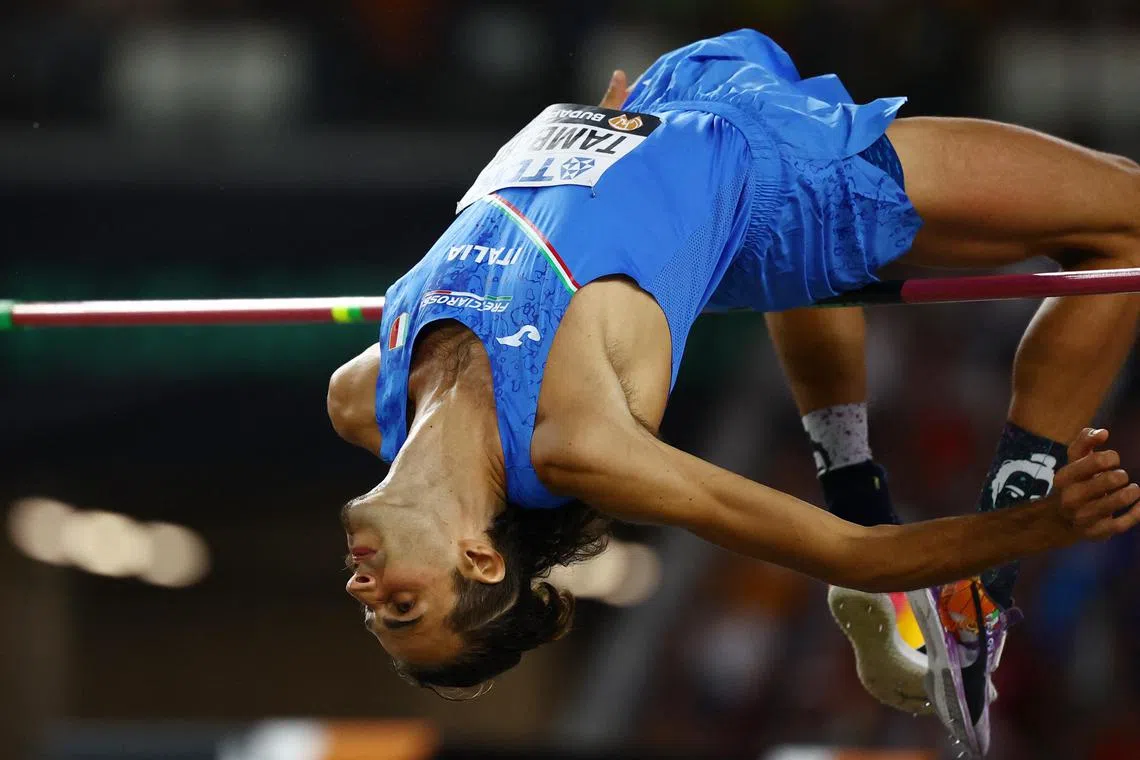Italy's Gianmarco Tamberi in action during the final.
