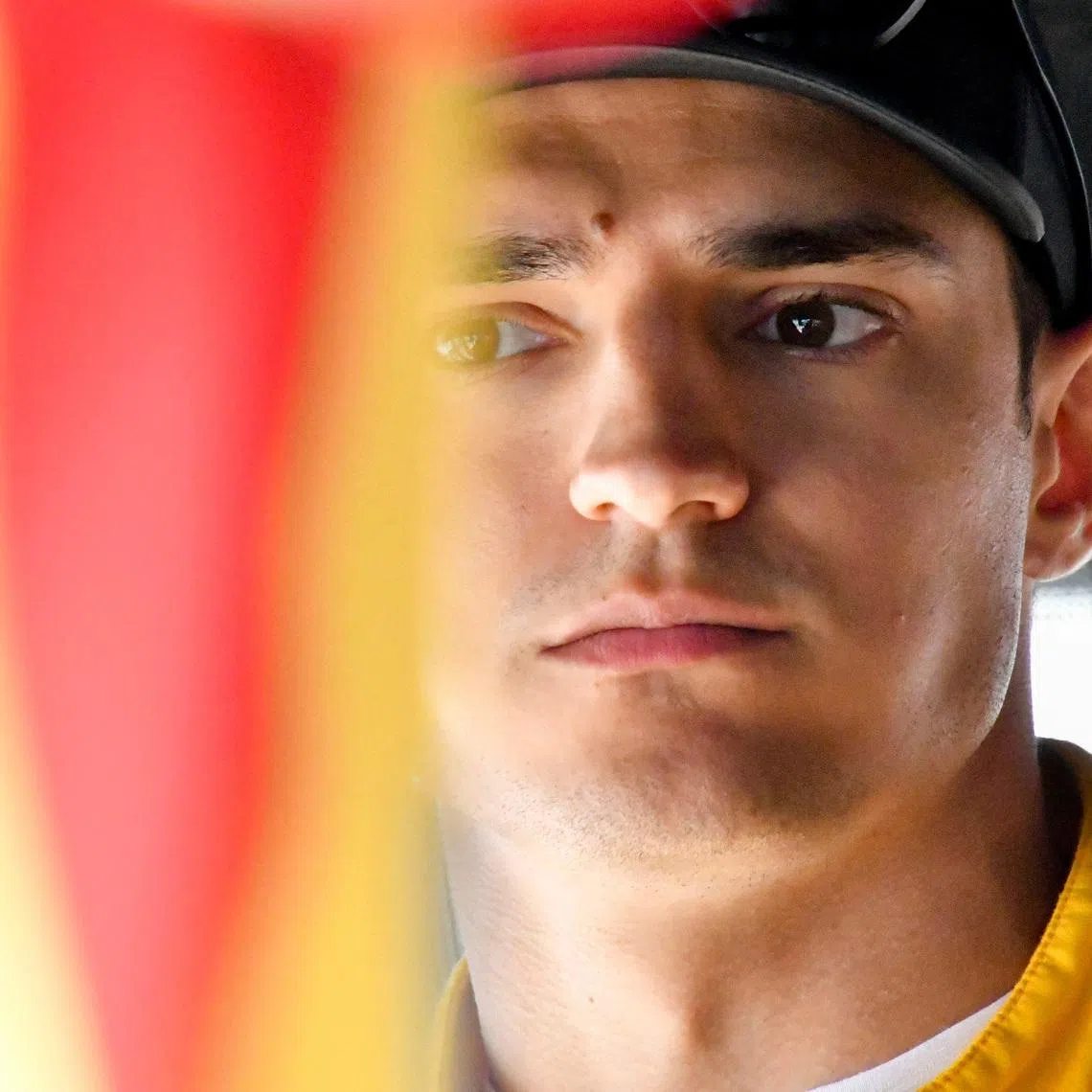 May 19, 2025; Indianapolis, Indiana, USA; Chip Ganassi Racing driver Alex Palou (10) stands in his pit box Monday, May 19, 2025, during a practice for the 109th running of the Indianapolis 500 at Indianapolis Motor Speedway. Mandatory Credit: Kristin Enzor-USA TODAY NETWORK via Imagn Images