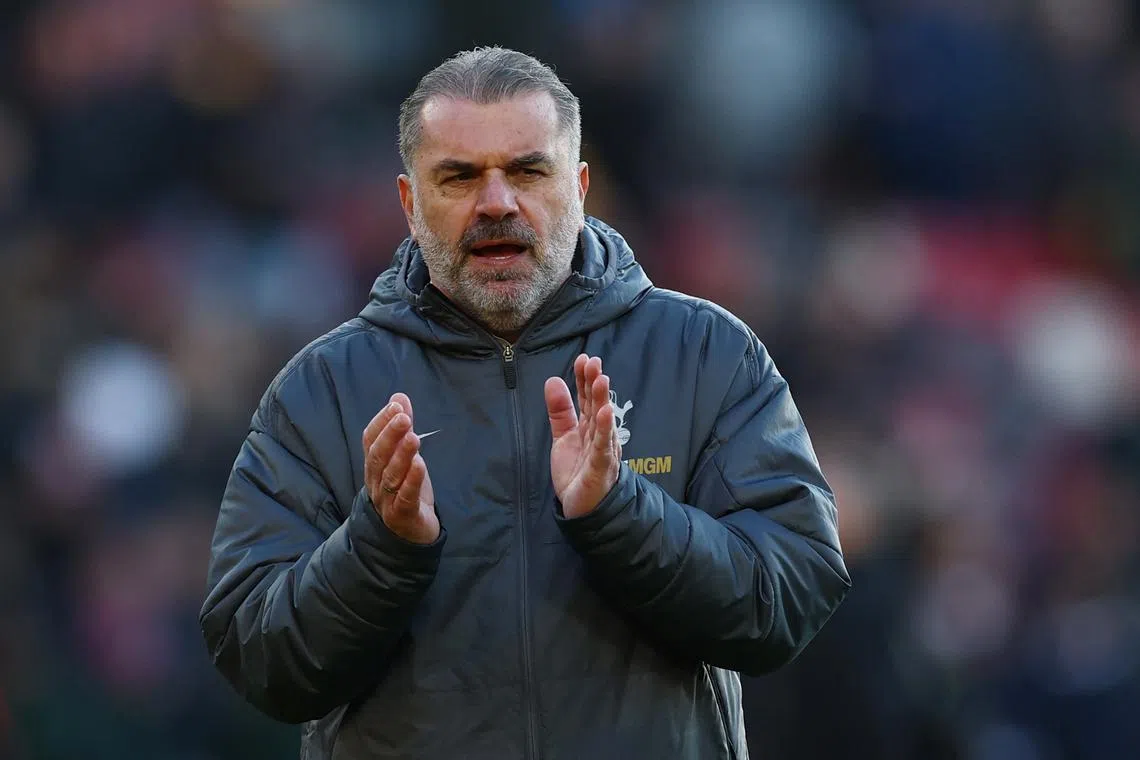 Soccer Football - Premier League - Brentford v Tottenham Hotspur - GTech Community Stadium, London, Britain - February 2, 2025 Tottenham Hotspur manager Ange Postecoglou celebrate after the match Action Images via Reuters/Matthew Childs