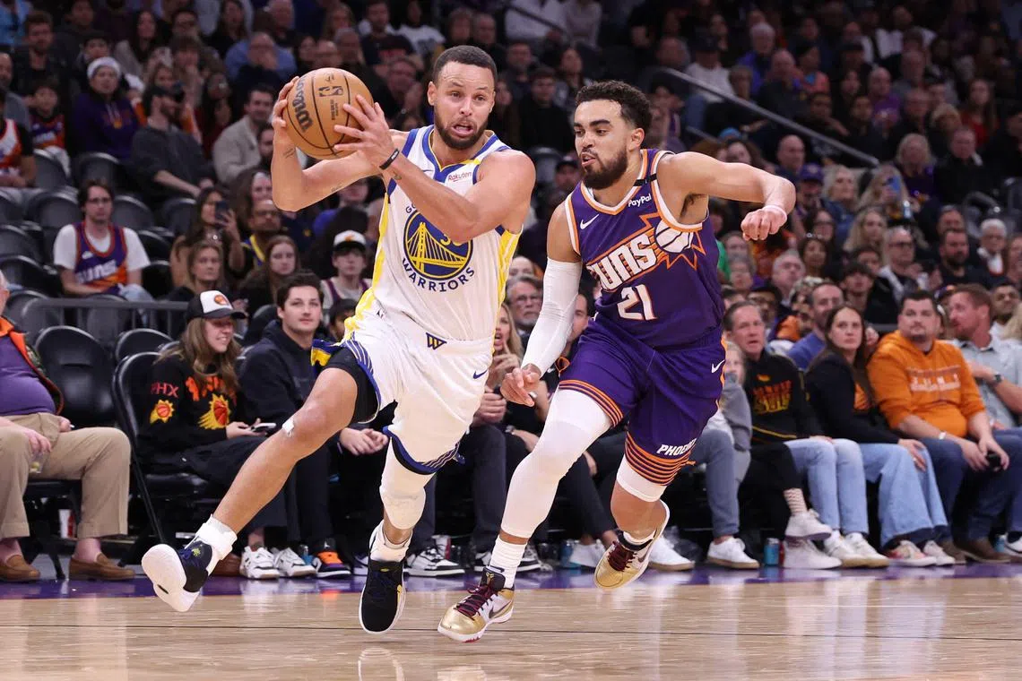 Stephen Curry (left) may be 36 but he is still a key player for the Golden State Warriors.
