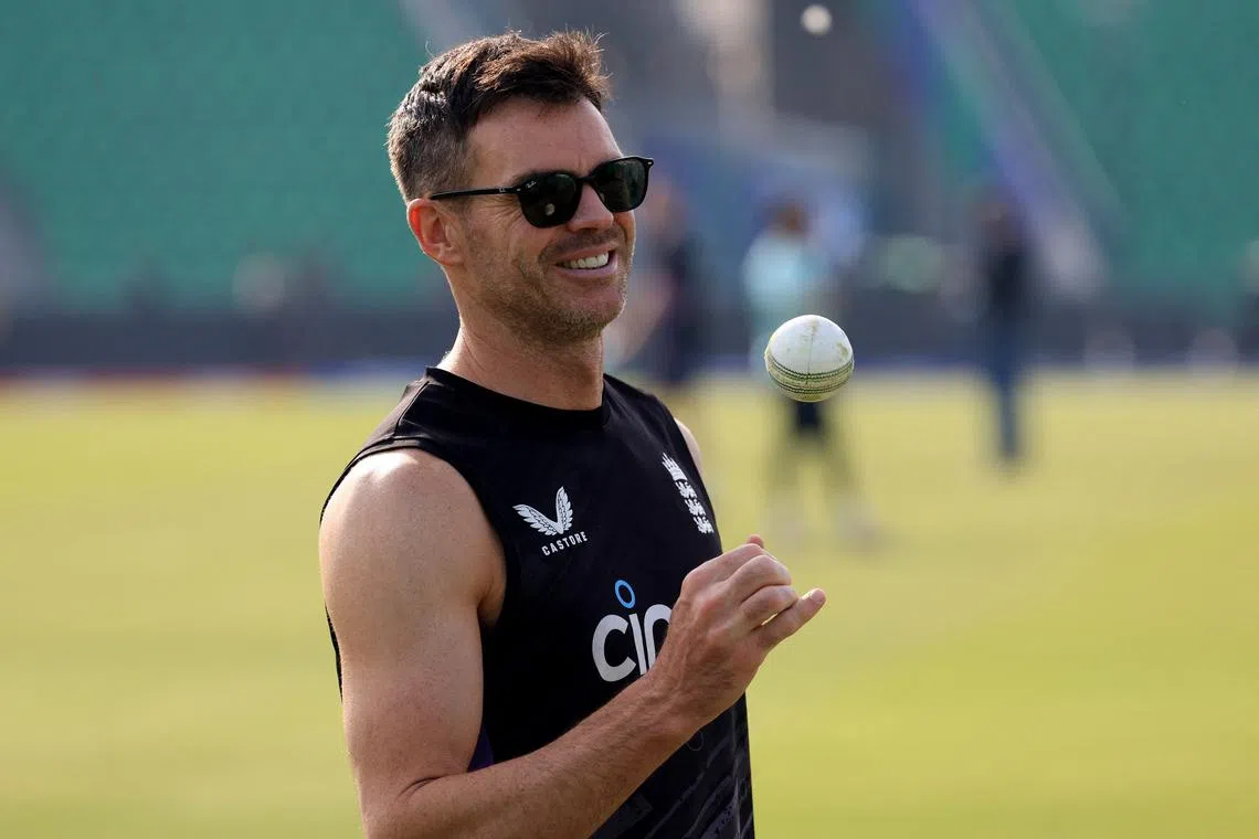 FILE PHOTO: Cricket - ICC Men's Champions Trophy - England Practice - Gaddafi Stadium, Lahore, Pakistan - February 21, 2025 England fast-bowling mentor James Anderson during practice REUTERS/Akhtar Soomro/File Photo