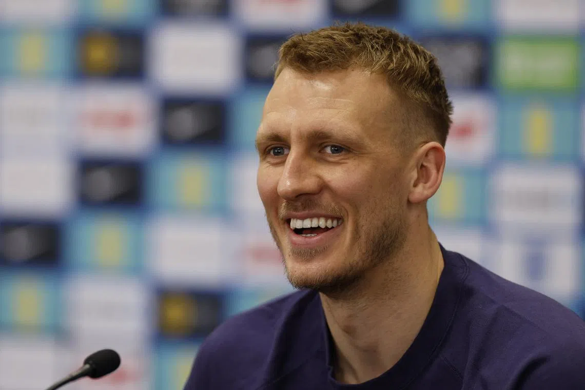 Dan Burn taking part in a press conference at England's St George's Park headquarters on March 18.