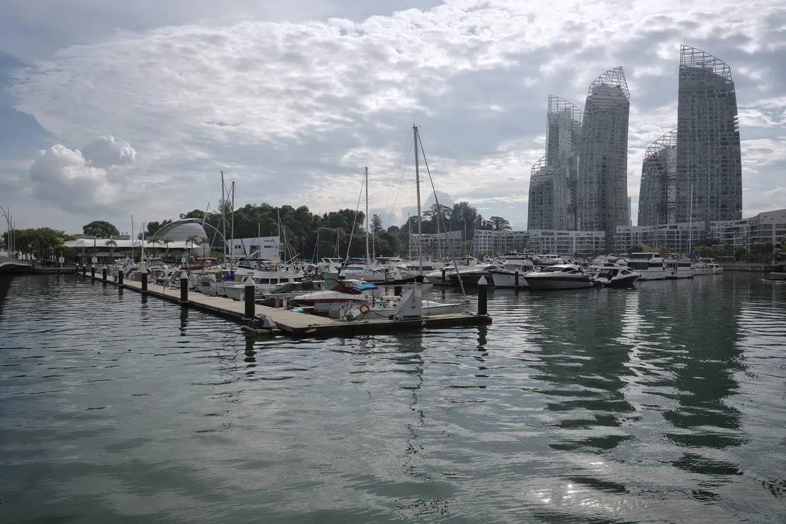 Yachts berthed at the Marina at Keppel Bay on June 29. The marina opened on June 28 following a nearly two-week closure.