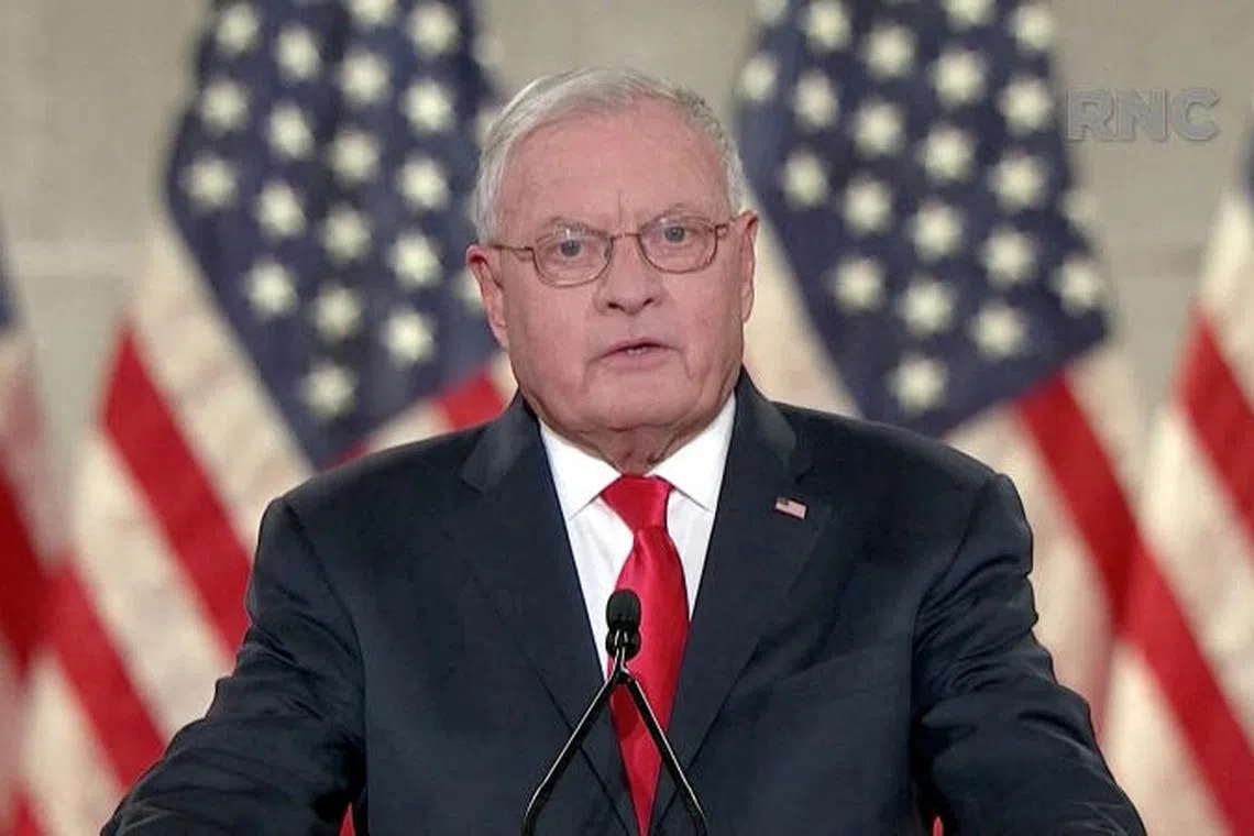 FILE PHOTO: Keith Kellogg, national security adviser to Vice President Mike Pence, speaks during the largely virtual 2020 Republican National Convention broadcast from Washington, U.S. August 26, 2020. 2020 Republican National Convention/Handout via REUTERS THIS IMAGE HAS BEEN SUPPLIED BY A THIRD PARTY/File Photo